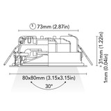 BCM - Atlanta 80 Downlight - 2W, 4000K, 8-32V, IP66, Ultra White