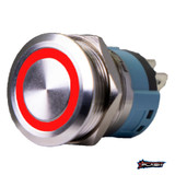 Plash - Push Button - Illuminated Switch, 15A, Red, 12V, IP67 (PL22S-M-12VR)