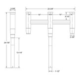 TACO Marine Deluxe Trident Rod Holder Cluster Straight, 3-Rod, High-Polished Aluminum, 9-3/4 in Holders, 1-1/2 in Shaft - Apollo Lighting