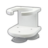 TACO Marine 1-Drink Poly Cup Holder, Suction Cup Mount, White UV-Stabilized HDPE - Apollo Lighting