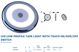 Sea-Dog - LED Low Profile Task Light - Touch On/Off/Dimmer Switch, Stainless Steel, Warm White, 12-28V, 145Lm, 0.19A, IP65