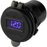 Sea-Dog - Round USB/USB-C Power Socket - Hidden Voltmeter