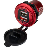 Sea-Dog - Round Dual USB Charger - 1 Quick Charge Port +, Red - Apollo Lighting