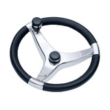 Schmitt Marine - Evo Pro Steering Wheel - Cast Stainless Steel, with Control Knob