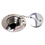 Attwood Marine Deck Fill Replacement Cap and Chain, For 66406, 66407, 66408, 66408C1, 1-3/4 in Cap, 3 in Flange