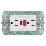 Vimar Neve Up Dual USA GFCI Outlet, 2P+E, 15A, 125V, 60Hz, 3-Module