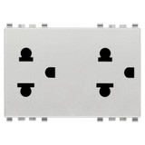 Vimar EIKON Two 2P+E USA+EU SICURY Socket Outlets, 16A, 250V, Flush Mount, 3 Module, IP20 - Apollo Lighting