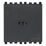 Vimar EIKON 2-Module USB-C Supply Unit, 120-240V, USB Power Delivery, Flush-Mounted, 1 USB-C Port