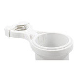 Camco Clamp-On Rail Mounted Cup Holder - Small for Up to 1-1/4" Rail - White 53086