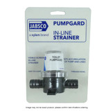 Jabsco Pumpguard In-Line Strainer, 1/2 in NPT Ports, Clear Housing, Stainless Steel Screen