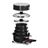 Magma Nestable 10 Piece Induction Non-Stick Enamel Finish Cookware Set - Jet Black A10-366-JB-2-IN