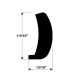TACO Marine V21-0188 Rigid Vinyl Rub Rail, Black Rail, 20 ft, 1-9/16 in x 13/16 in