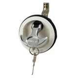 Perko 1091 Surface Mount Lock, For Smooth and Carpeted Surfaces, 2-1/2 in Hole, 1/8 to 3/4 in Surfaces, T-Handle, Stainless Steel Stem, 2 Keys, 25pk