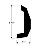 TACO Marine Rigid Vinyl Rub Rail, 20 ft, 1-7/8 in x 3/4 in, No Insert