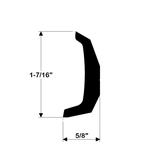 TACO Marine V21-3671 Rigid Vinyl Rub Rail, 20 ft, 1-7/16 in H, 5/8 in W