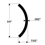 TACO Marine Stainless Steel Hollow Back Rub Rail, 3/4 in, Polished