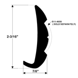 TACO Marine Rigid Vinyl Rub Rail, 2-3/16 x 7/8 in, 20 ft, SS Insert Sold Separately