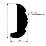 TACO Marine Rigid Vinyl Rub Rail, For S11-4650 Insert, 2 in x 1 in, 20 ft