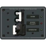 Blue Sea Systems AC Toggle Source Selector Panel, 2 Sources, 120V AC, Lockout Slide