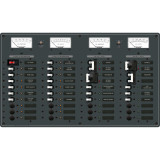 Blue Sea Systems Traditional Metal AC/DC Combination Breaker Panel, 230V AC, 12V DC, European, Fully Pre-Wired, Backlit Labels - Apollo Lighting
