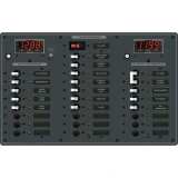 Blue Sea Systems Traditional Metal AC/DC Circuit Breaker Panel, AC Main + 6 Positions, DC Main + 18 Positions, Digital Multi-Function Meters