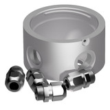 Lopolight Pro-Mount Aluminum Mounting Base, For K-Lock Lights, 2CS+2CD, IP68, Horizontal Mount, 3.6 in Dia x 1.8 in, Silver Anodized Finish - Apollo Lighting