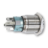 Mega LED - Push Button - Waterproof IP67, Stainless Steel, Illuminated Latching Switch, 24V, Blue LED (32359-12B)