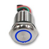 Mega LED - Push Button - Waterproof, 7 Amps, Stainless Steel, Touch Illuminated Dimmer Switch, 12V or 24V DC, Blue LED (32354-BL)