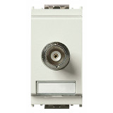 Vimar Idea BNC Coaxial Socket Connector, For RG58/RG59/62/RX93 Cables, Cable Soldering, IP20, Flush-Mount, Thermoplastic, 1-Module