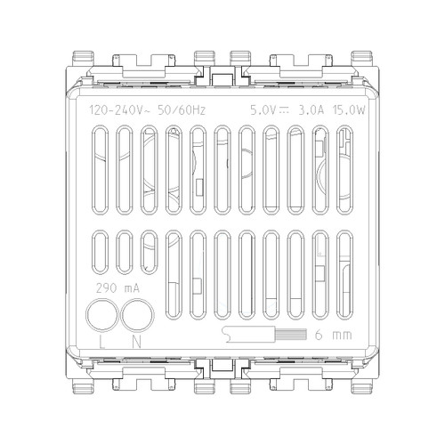 Vimar - Eikon 20295 USB Supply Unit - 2 Module, Flush Mounted, Plastic - Apollo Lighting