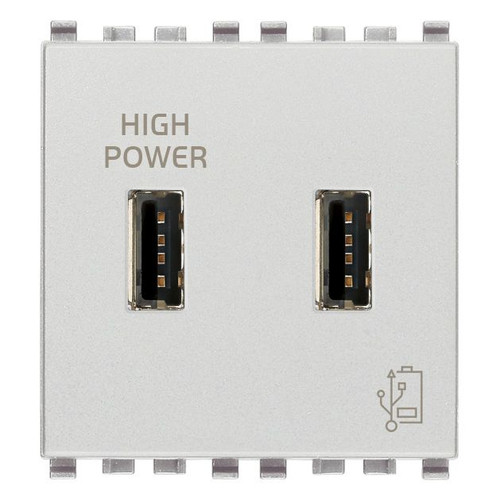 Vimar Eikon 2-Port USB Supply Unit, 5V, 2 Modules, Flush-Mounted