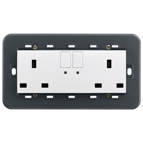 Vimar Eikon Two-Switch British Standard Socket Outlet, 2 x 13A, 250V, 5-Module, IP20