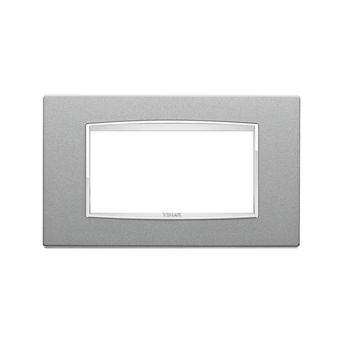 Vimar Eikon Classic 4-Module Cover Plate, For 21614 Mounting Frame, 142.3 x 84.8 x 8.9 mm, IP00, Clamp Mounting, Horizontal/Vertical Orientation