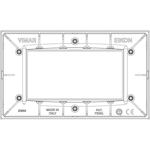 Vimar Eikon Classic 4-Module Cover Plate, For 21614 Mounting Frame, 142.3 x 84.8 x 8.9 mm, IP00, Clamp Mounting, Horizontal/Vertical Orientation