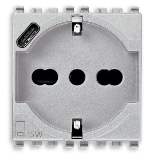 Vimar Eikon SICURY Universal Socket Outlet, 2P+E 16A 250V, Italian P40, 2 Module