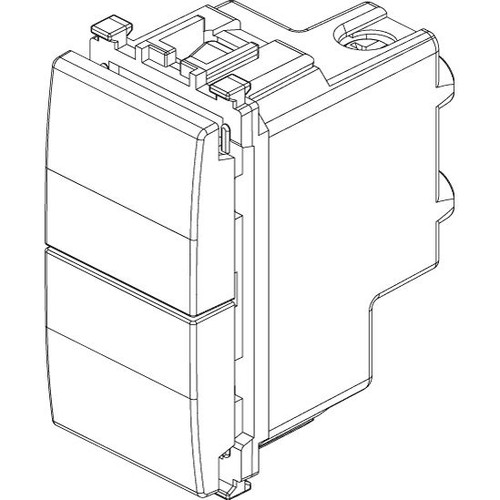 Vimar Eikon Independent Double Push Button Switch, 1P NO + 1P NO, 10A 250V, IP40, Flush-Mount, Halogen-Free Thermoplastic, 22.3 x 49 x 39 mm