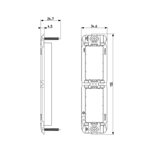 Vimar Eikon 2-Module Panel-Mount Frame, With Screws, Thermoplastic