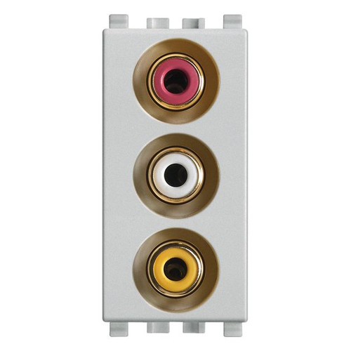 Vimar Eikon 3 RCA Socket Outlet, IP20, Screw Terminals, Flush Mount