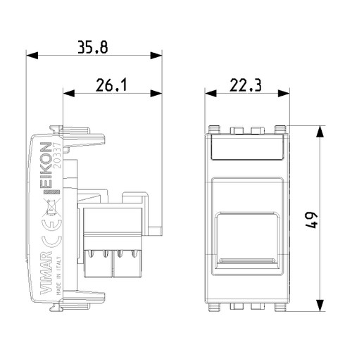 Vimar Netsafe RJ45 Module, For EIKON, Dust Cover