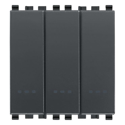 Vimar Eikon 3-Rocker 1-Way Switch, 20AX, 250V, Lightable, 2 Module, IP40