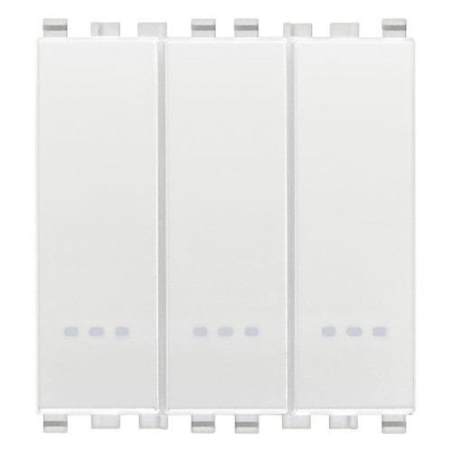 Vimar Eikon 3-Rocker 1-Way Switch, 20AX, 250V, Lightable, 2 Module, IP40