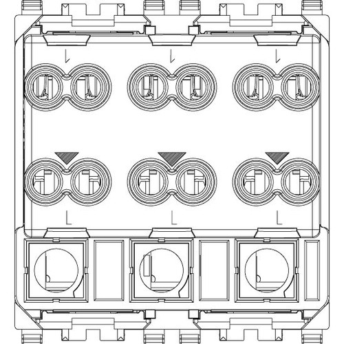 Vimar Eikon 3-Rocker 1-Way Switch, 20AX, 250V, Lightable, 2 Module, IP40