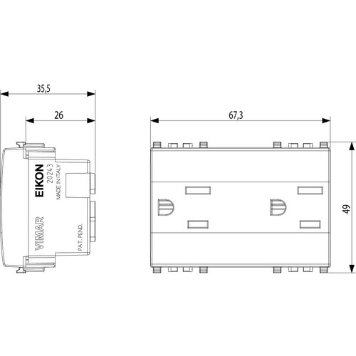 Vimar Eikon Double USA+SASO SICURY Socket Outlet, 2P+E, 15A, 127V, 3 Modules, Flush Mount, IP20