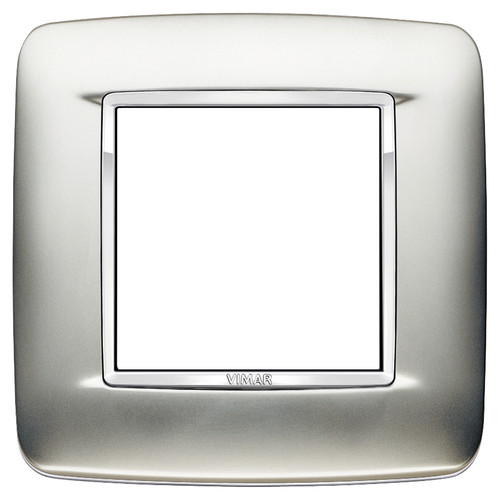 Vimar - Eikon 20672 Round Cover Plate - 2 Module, Metal - Apollo Lighting