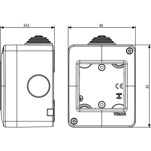 Vimar Isoset 2-Module Surface Enclosure, For Eikon and Plana, IP40, Grey