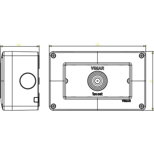 Vimar Isoset 4-Module Surface Mounting Box, For Eikon and Plana Series, IP40, Grey, Plastic - Apollo Lighting