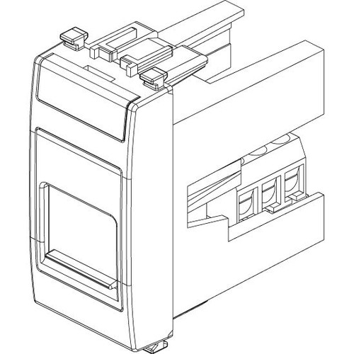 Vimar Eikon RJ12 Phone Jack, 6-Position 6-Conductor (6/6), Screw Terminals, Flush Mount, IP40, Dust Cover, 1 Module