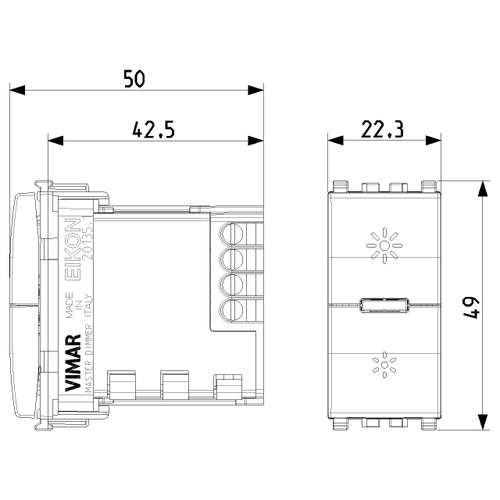 Vimar Eikon Universal MASTER Dimmer, Phase-Cutting, 3-200 W LED