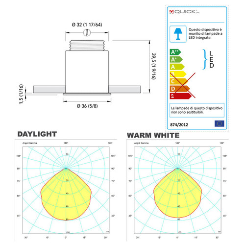 Quick Marine - Gaia CO36 LED Courtesy Light (Daylight, 10/30V, IP65, Stainless Steel) (FASP2390X11CD00)