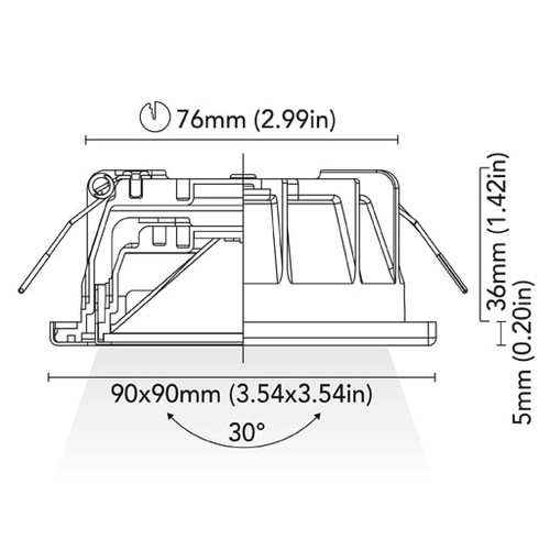 BCM - Daytona 90 Downlight - 4W, 3000K Warm White, 8-32V, IP66, 323lm